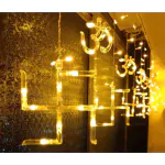 OSH DECORS Swastik Om LED Curtain Lights Elegant Religious Festival Decoration for Diwali, Navratri, and More