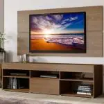 Madesa Easy to Assemble TV Stand with Panel for TV (Rustic) - up to 65 inch