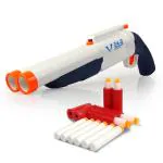 NHR White and Red Double-Barreled Shotgun Toy Gun for Kids, Ages 8+