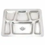 Taluka Pure Stainless Steel 6 in 1 Compartment Plate 15.7 inch