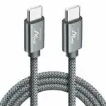 Wayona Type C To Type C Fast Charging Cable 65W/3.25A Usb C Nylon Braided Cord Compatible For Samsung Galaxy S22 S21 S20 Fe S10 M33 M51 M31 A73 A51 Note 20 10/Note 20 10 Plus (1M, Grey)