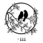 7 Decore Black Metal Unleashing Unique Art With Luxury Birds On Tree Branch Wall Hanging Metal Art For Living Room, Bedroom, 50 X 50 Cm