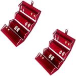 Addyz Pack of 2 Earring Box Jewellery Vanity Box (Maroon)