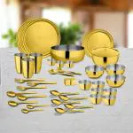 Shri & Sam Majestic Gold Stainless Steel Dinner Set 42 pcs