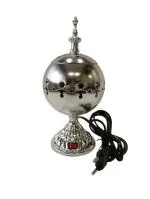 toynetics Round Bakhoor Dani Dhoop Dani Electric Burner Camphor Incense and Bakhoor Aroma Diffuser for Office Home and Living Area (Silver)