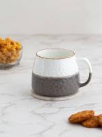 Clay Craft Fine Ceramic Multicolor Self Print Tetra Milk/Tea/Coffee Mug - 350 Ml (Grey, 1 Piece Mug)