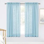 Urban Space Sheer Linen Curtains for Windows, Light Filtering Linen Textured Curtains for Bedroom / Living Room, Set of 2 Curtains, Aqua Blue ( Windows - 5 feet x 4 feet )