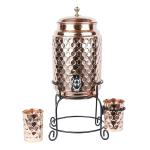 Design Decor Gallery Clear Matka Hammer With Dotted Honey Diamond Design With Stand And Two Glass (Pack Of 3)