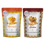 FZYEZY Freeze Dried Mango Cubes & Chikoo for Kids and Adults| Camping Vegan Healthy & Survival Food| Travel friendly Mango Cubes & Chikoo Snacks |Pantry Groceries dehydrated Snacks | Pack of 2 - 750 gm each