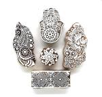 Reniq 3.0-Ww Wooden Printing Block Stamps Hand Carved Printing Blocks Printing Blocks (Pack Of 5)