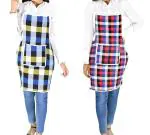 SellnShip Waterproof Cotton Kitchen Apron with Front Pocket (Multicolour) Set of 2