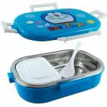 MEENAMART Microwave Safe Stainless Steel Small Doraemon Printed Lunch Box(Blue)