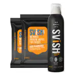 SVISH On-The-Go Hair Removal Spray for Men (Made Safe Certified) Kit | Intimate Hygiene wipes x 2