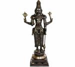 Idol Collections Brown Brass Lord Vishnu Statue, Idol Collections Multicolor Wood Decorative Ashoka Stambh Emblem India Ashok Chakra Pillar Memento Sculpture, 6 Inch