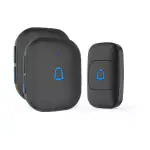 Wireless Doorbell, Himster Waterproof Door Bell Chime Kit Alarm for Home at Upto 1000 Feet Range Operating with 56 Melodies, LED Flash, 7 Levels Adjustable Volume (Black 1 Transmitter & 2 Receivers)