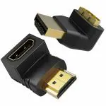 MVTECH HDMI to HDMI 90 Degree & 270 Degree Adapter, Right Angle L Shape HDMI Male to HDMI Female Gold Plated Cable Adapter Compatible with HDTV 1080P HDMI Cable Connector (Pack Of 2)