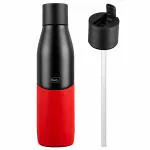 Pigeon Luxe Thermos Stainless Steel Sipper Flask with Straw 750 ml - Black & Red