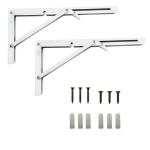 Volo Heavy Duty 20 inch Foldable Mild Steel Racks and Shelf Brackets with Fittings for Fold Down Table White