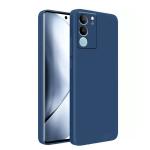 Knotyy Ultra Soft Rubberised Back Cover for vivo V29 Pro 5G | Inner Velvet Fabric Lining | Matte Silicone Flexible |Raised Bumps for Camera & Screen Protection Back Case Cover - Blue