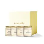 Puremazing Scented Soy Wax Candle Gift Set of 4 - Lavender, Vanilla, Rose, Cinnamon Fragrances || Eco Friendly & Luxurious Gift Set