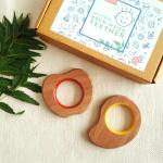 Babycov Beautiful Neem Teethers (Mango & Apple) for Babies | with Benefits of Neem Wood | Child Safe Teether | Serves as Grasping and Chewing Toy | Set of 2 Wooden Teethers (Age 3+ Months).