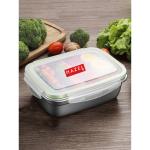 HAZEL Stainless Steel Containers for Storage with Transparent Lid | Large Steel Dabba | Airtight Steel Containers for Kitchen | Leakproof Container for Kitchen Storage Set of 2, 3500 ML, Silver