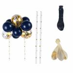 Crackles Navy Blue Latex and Gold Confetti Decoration Balloons Cake Topper(Pack of 10)
