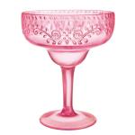 Tiki Times Boho Vibes Pink Floral Margarita Glass Each for Luau/Hawaiian Theme Parties