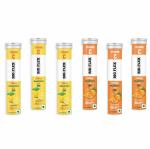 Bigflex Vitamin-C 1000mg Natural Amla Extract + 10mg Zinc - Pack of 6 (120 Fizzy) Effervescent Tablets - Orange & Lemon flavour
