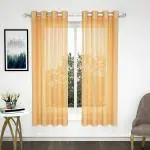 La Elite Gold Transparent Polyester Readymade Eyelet Curtains 5 x 4 ft (2 pcs)