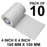 VCR 4 x 4 Direct Thermal Label Sticker - 4 x 4 inches - 100mm x 100mm - 500 Labels Per Roll - Pack of 10 Rolls - White Self Adhesive Sticker for Printing Shipping or Barcoding Labels 1 inch core