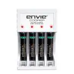 Envie White ECR20 MC Plus 4XAAA1100 Standard Rechargeable Battery Charger For AA And AAA Ni-MH, Ni-Cd With 4X AAA1100Mah Rechargeable Batteries