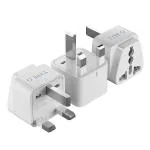 Ceptics India to UK, UAE, Hong Kong & More (Type G) Travel Adapter Plug - CE Certified - RoHS Compliant - White Color - 3 Pack (GP-7-3PK)