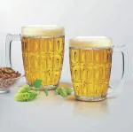 Tap2kaart Classic Heavy Base Beer Glass 400 ML Set of 2 Italian Style Jumbo Beer Mug with Handle Classic Design Crystal Clear Glass Whisky, Wine, Vodka, Juice, Tea, Coffee Glass for Your Home Bar.
