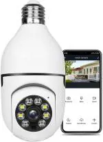 DDLC WiFi CCTV Camera 1080p Bulb Shape PTZ V380 Pro | CCTV Security Camera with LED Lights | Smart Motion Detection and Alarm Two Way Audio (Light Bulb Camera)
