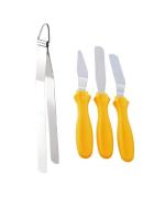 First Front Stainless Steel Roti Chimta Tong With 3 Pcs Pallet Knife Set and Multicolour, Pack of 2