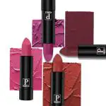 PERPAA Creamy Matte Lipstick Combo Set Of 4 Bright Long Stay Intense Color 3.5gm Each|Red, Magenta, Pink, Dark Maroon