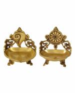 Sangu Chakra Diya Set Brass For Collectible Handicraft Art By BHARATHAAT