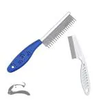 Emily Pets Stainless Steel Teeth Shedding Comb for Dogs & Cats,Small Dog & Cat Grooming Comb 2 Combs (Blue+White)