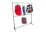 VIMART Double-Pole Movable / Portable Floor Cloth Rack for Home / Lobby / Clinic / Office / Workshop / Shop / Coat Rack Hanging Pole Rack Clothes Hanger /Display Stand (5 FEET x 6 FEET)