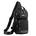 Gustave Sling Bag For Men Crossbody Bag Multi Pocket Chest Bag Fashion Side Bag With Handle & Adjustable Strap, Convenient For Commuting, Travel, Outdoor Activities, Cycling(Black)