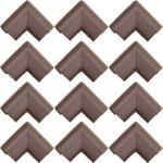 LADWA 12 Pieces Foam Table Corner Guard Protector Furniture, Sharp Corner Cushions for Baby Safety & Baby Proofing - (Brown Colour)
