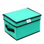 Craft Bazar Solid Non-Woven Rectangular Foldable Multi-Utility Organizer Storage Box/Bin with Top Lid For Kids, Towels, Magazines, Books, and Clothes (Green-Set of 1)