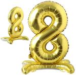 AMFIN (Pack of 1) 32 inch Self Standing 8 Number Balloons Birthday Party Decoration, 8th Birthday Party Decoration Items, Golden 8 Number Balloons, 8 Number Foil Balloons Golden