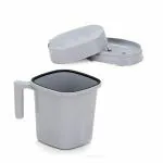 SHOPOBOX Square Mug Plastic Bath Mug Set of 2 Pcs Durable Long Lasting Quality, Bathroom Set (524+538 Gray)