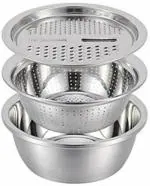 APPETINA Stainless Steel Basin 3 in 1 Grater Solid Basin Drain Basket Washing Bowl
