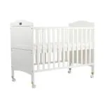 Luvlap White C 65 Wooden Baby Cot With 3 Level Height Adjustment And Mattress