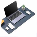 Aropana Vegan Leather Desk Pad Protector, Mouse Pad, Office Desk Mat, Waterproof Desk Blotter, Laptop Desk Pad, Waterproof Desk Writing Pad Edge-stitched 2022 Upgraded version (Navy Blue/ Yellow,36