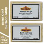 Herbal Khadi NATURAL SAFFRON SOAP Skin Whitening Therapy radiant by lightning Fairness Bathing Bar For Remove Acne & Marks, Dead Skin Cells, Black heads, Moisturize Skin | Beauty Soap, For Summer, All Skin Types Men & Women (Pack of 2) (250 g)