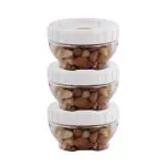 Lock & Lock Interlock Round Refrigerator Food Storage Containers, Transparent, 180 Ml, Set of 3 (INL305)
